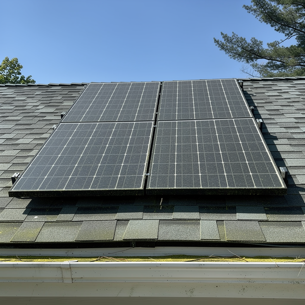 Before: Commercial solar array covered in dust in Meriden, CT