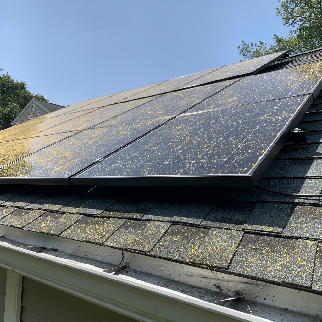 Before: Mineral deposit buildup on solar panels in North Haven, CT